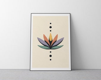Printable Lotus Art Print | Vintage Wall Decor | Illustration for Yoga and Meditation Studio | Lotus Flower Art | Instant Download