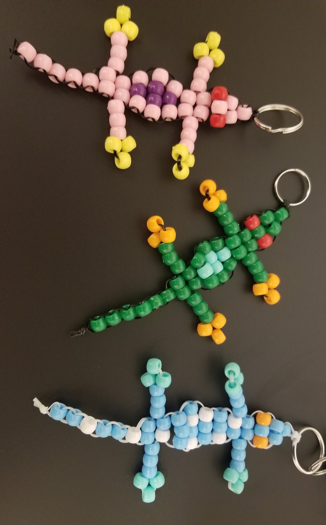 Pony bead Lizard keychains Etsy