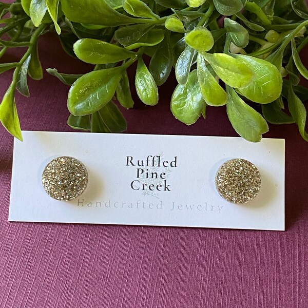 Gold Glitter Stud Earrings/Glitter Earrings/Stud Earrings