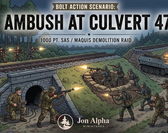 Escenario de Bolt Action: Emboscada en la alcantarilla 47 – Paquete de misiones SAS Maquis de la Segunda Guerra Mundial (Descarga en PDF)