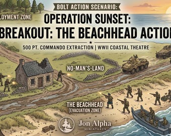 Operación Sunset: Fuga de comandos británicos / Misión de juego de guerra de mesa de la Segunda Guerra Mundial en 28 mm (descarga digital)