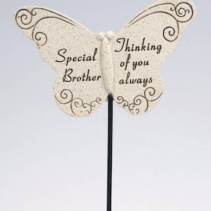 Thinking of Special Brother Butterfly Memorial Tribute Stick Graveside Plaque Cemetery Garden Remembrance