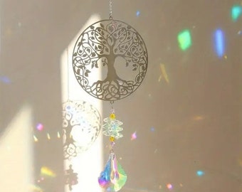 Tree of Life Crystal Sun Catcher Prism Pendant Suncatcher Rainbow Maker Window Hanging UK