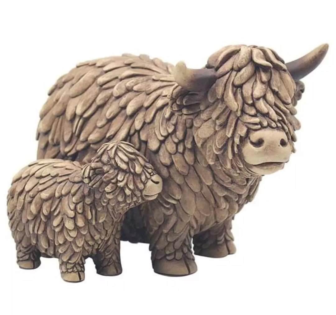 Kleine & Pavey Happy Highland, Highland Cow Flowers beeldjes