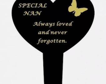 Nan Memorial Graveside Stake Heart Grave Plaque Butterfly Gold Stick Grave Cemetery Garden Remembrance Mother's Day