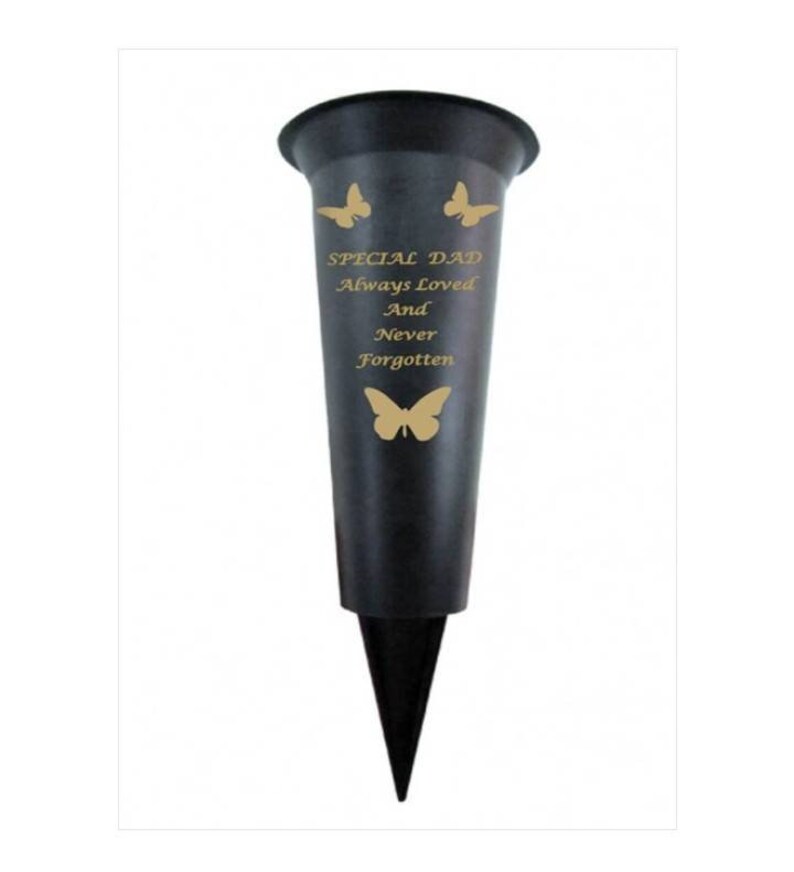 Dad Memorial Graveside Memory Spike Memorial Grave Flower Vase Black X