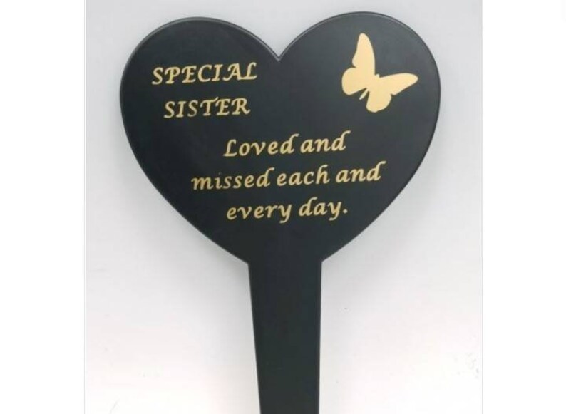 Sister Memorial Graveside Stake Heart Grave Plaque Butterfly Etsy UK