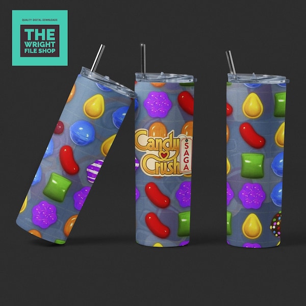 Games | Funny | Candy Crush Obsession | 20 oz Tumbler | Digital Sublimation File | Instant Download