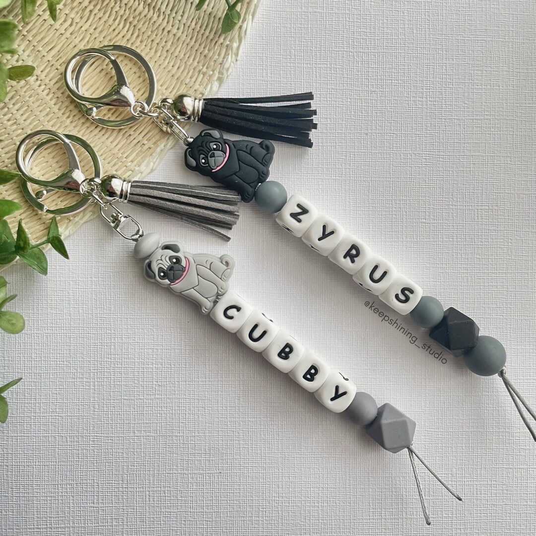 Dog Keychain, Pug, Dachshund, Wiener Dog, Doxies, Custom Name Keychain