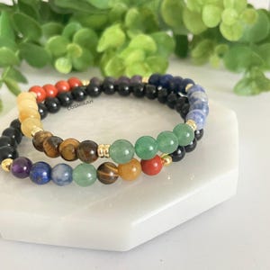 Chakra Balance Crystal Bracelet: 7 Stone Healing Bead Bracelet