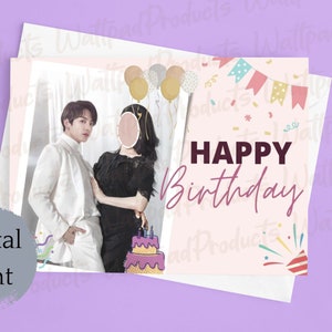 Divertente carta digitale K-Pop con faccia riempibile/regalo comico per i fan di K-Pop/carta Jungkook