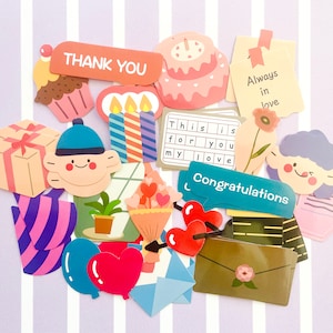 Cute Birthday Sticker Pack - Kawaii Happy Birthday Card Decorating - Card Making & Stationery - Scrapbooking - Pack of 40 - 20 Designs