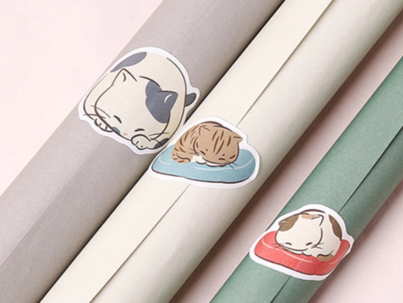 Cute Cat Sticker Pack Kawaii Animal Stickers Card | Etsy