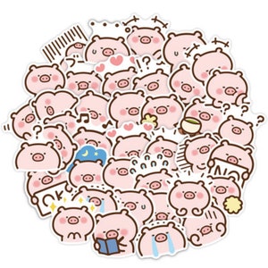 Lot de 40 autocollants cochon mignon - autocollants animaux kawaii - décoration de cartes - autocollants pour agenda - scrapbooking - lot de 40