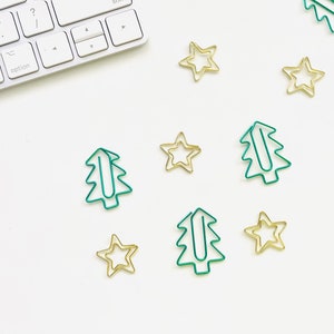 Cute Tree and Star Paper Clips - Kawaii Book Marker - Page Marker - School Supplies - Office Supplies - Pack of 6 - 3 Sets