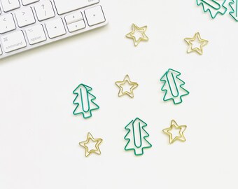 Süße Baum und Stern Büroklammern - Kawaii Buch Marker - Seiten Marker - Schul Zubehör - Büro Zubehör - 6er Pack - 3 Sets