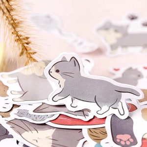 Pack d'autocollants chat mignon - Stickers animaux kawaii - décoration de cartes - Stickers agenda - Scrapbooking - Pack de 45 - 15 modèles