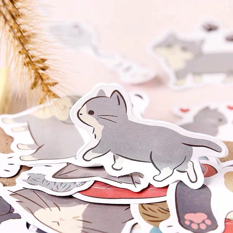 Cute Cat Sticker Pack - Kawaii Animal Stickers - Card Decorating ...