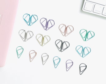 Cute Waterdrop Paper Clips - Kawaii Tear drop Book Marker - Page Marker - School Supplies - Office Supplies - Pack of 10