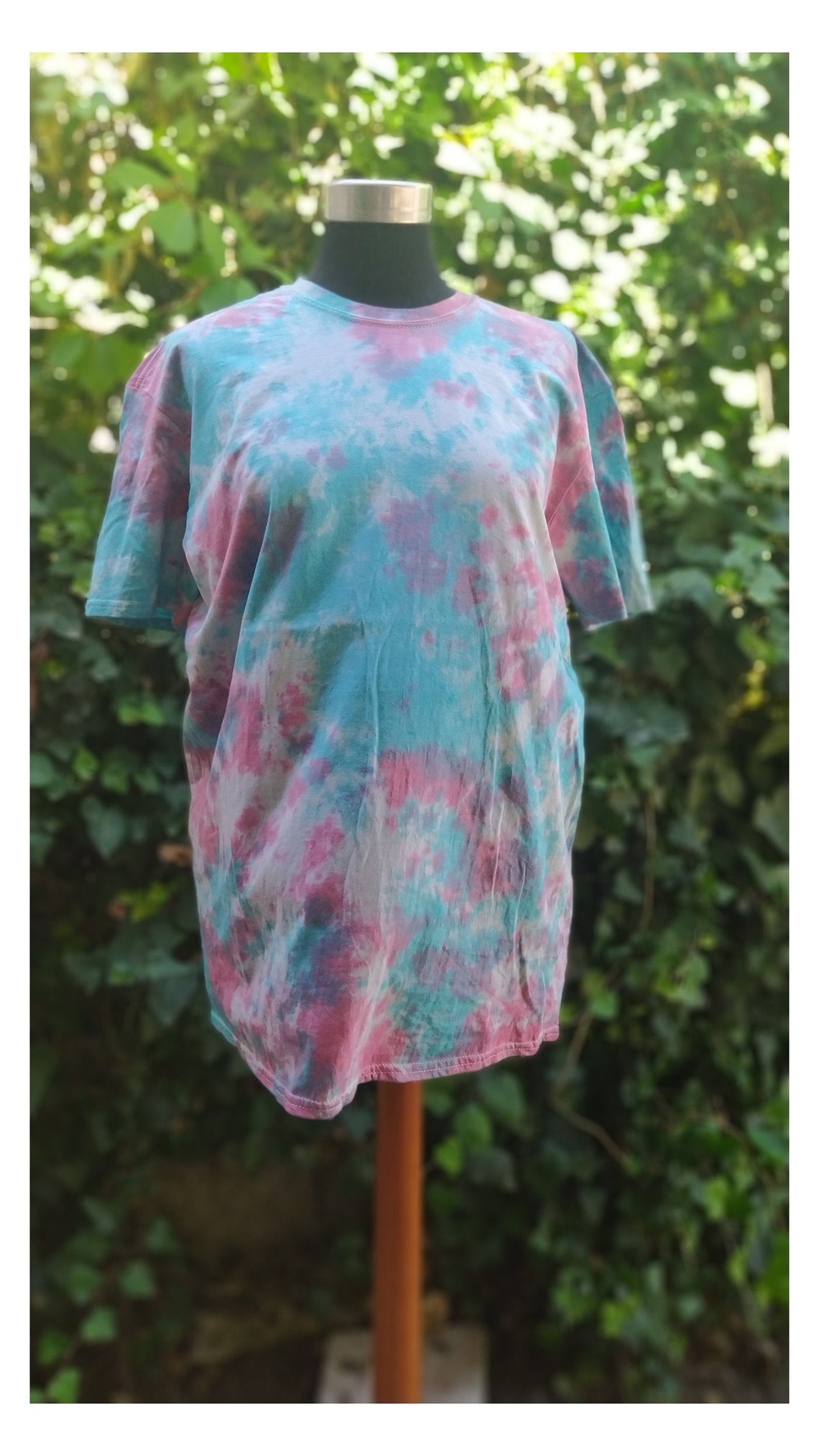 mens pink and blue tie dye shirt