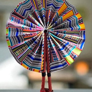 Handmade Ankara Fan: African Print Foldable Fan, Ghana