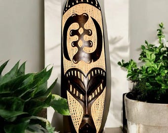 Hand Carved Gye Nyame Mask: Ghanaian Adinkra Wall Decor