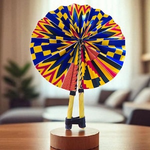 Handmade Ankara Fan: African Print Foldable Fan, Ghana