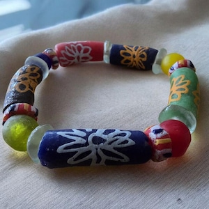 Handmade Krobo Bead Bracelet: African Recycled Glass, Fair Trade Ghana