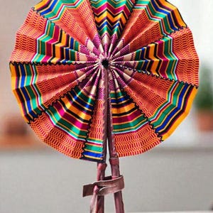 Handmade Ankara Fan: African Print Foldable Fan, Ghana