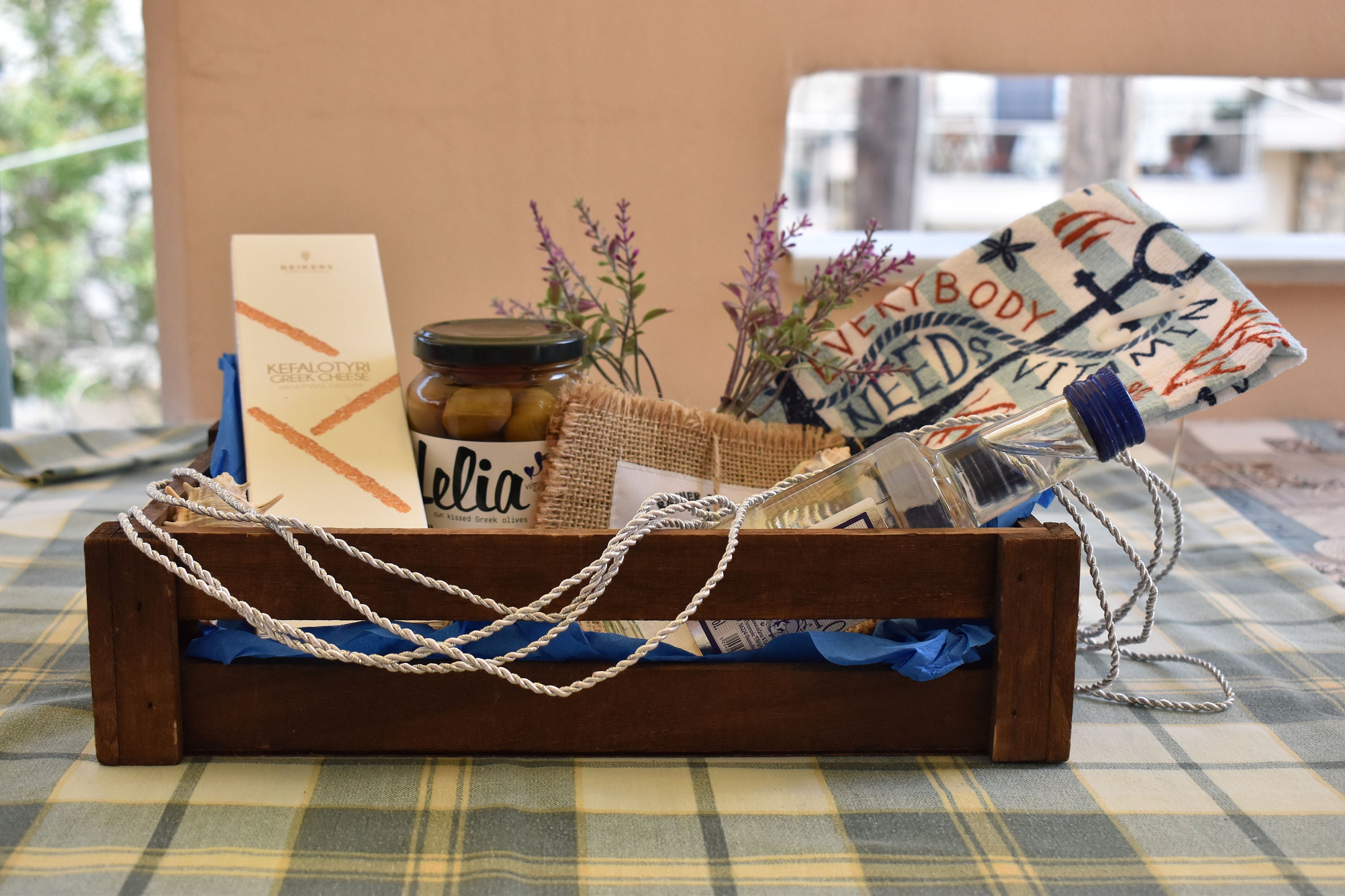 Greek Gift Basket With Meze for 2. Crunchy Bread Ouzo Green Etsy UK