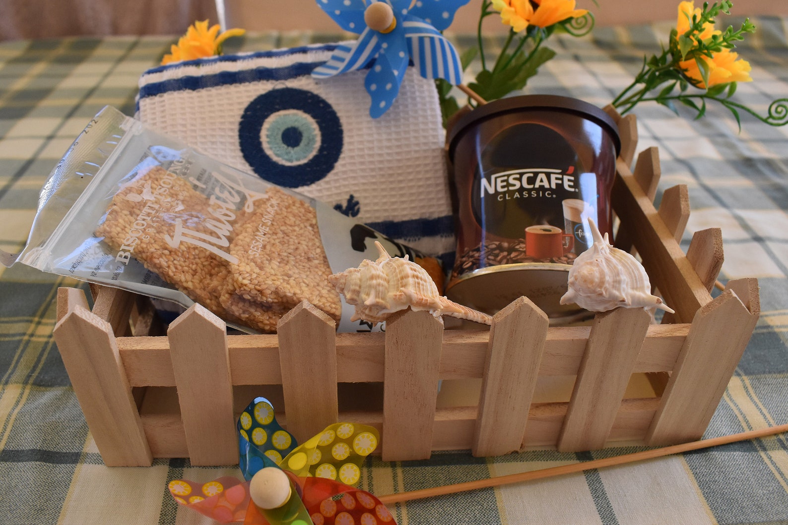 Greek Gift Basket With Coffee for 2. Sweet With Sesame, Greek Coffee