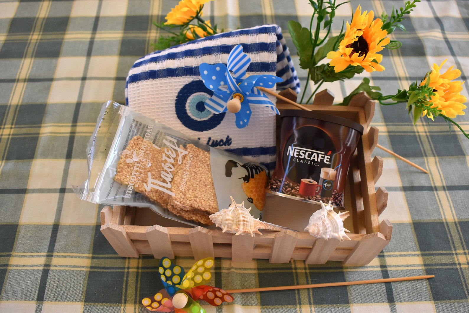 Greek Gift Basket With Coffee for 2. Sweet With Sesame, Greek Coffee