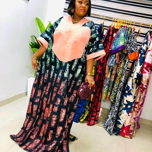 African Adire Bubu.Tie and Dye Boubou Kaftan. African Dress.