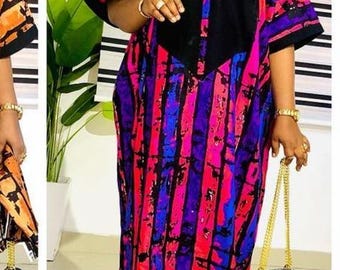 Caftano africano Ankara Bubu.Tie e Dye Boubou. Abito africano.