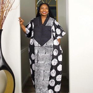 African Adire Bubu.Tie and Dye Boubou Kaftan. African Dress.