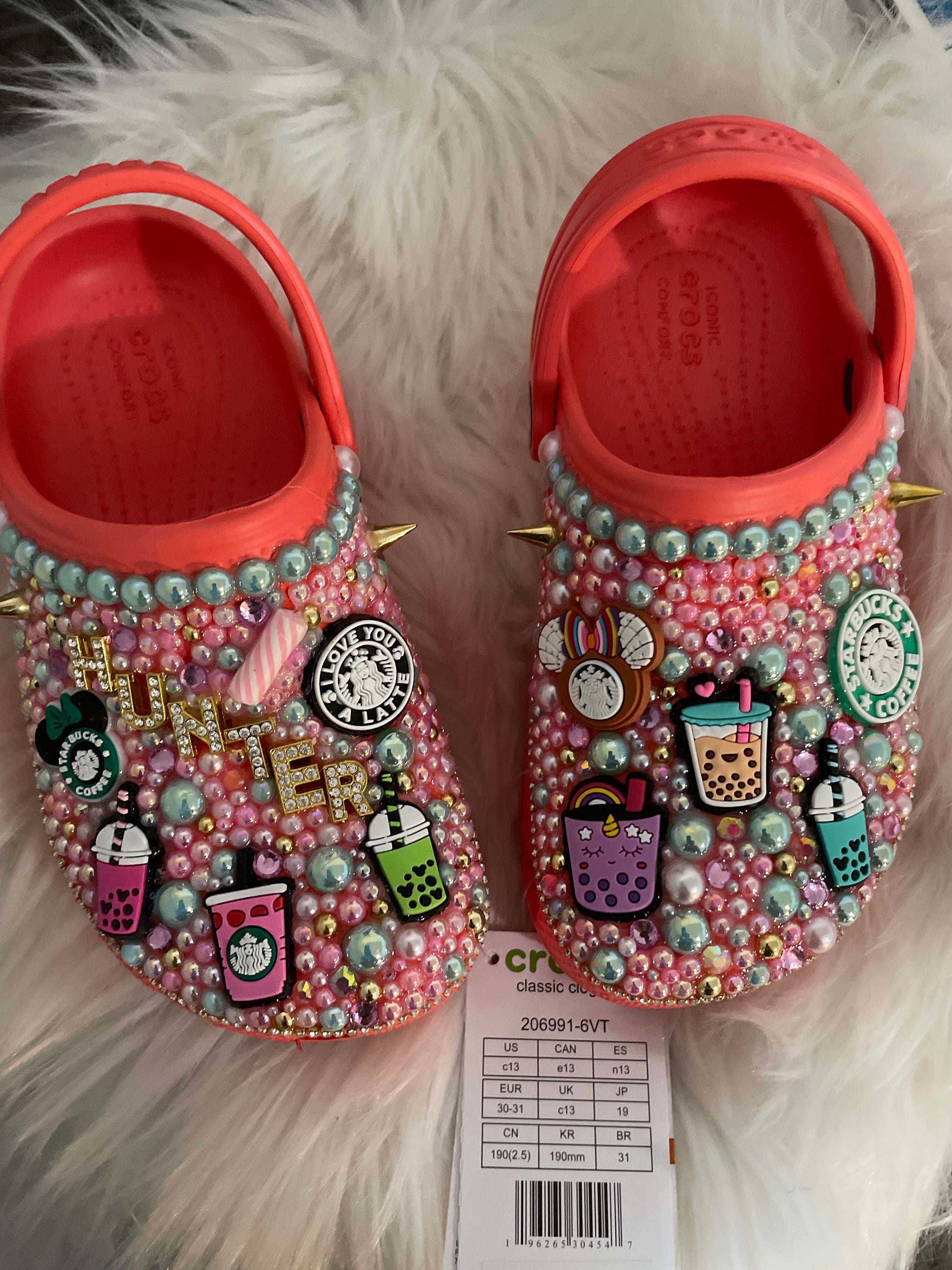 Baby Toddler Customized Blinged Croc Slides Rhinestone Crocs