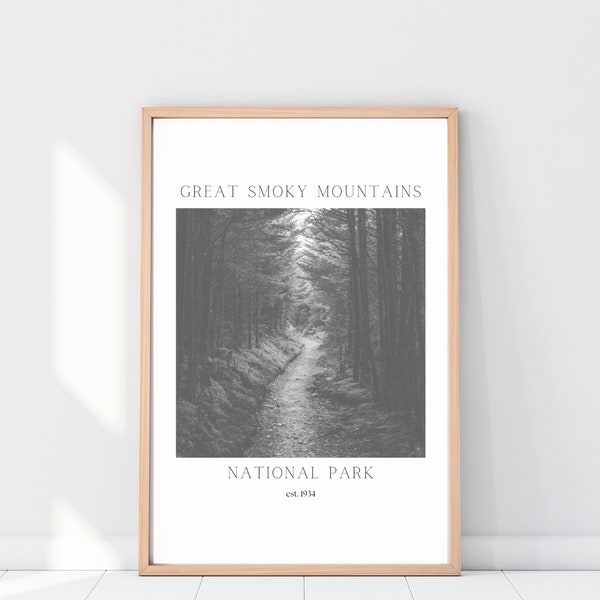 Black and White Forest Print | Great Smoky Mountains National Park Poster | Photography Black and White | Moody Forest Wall Art