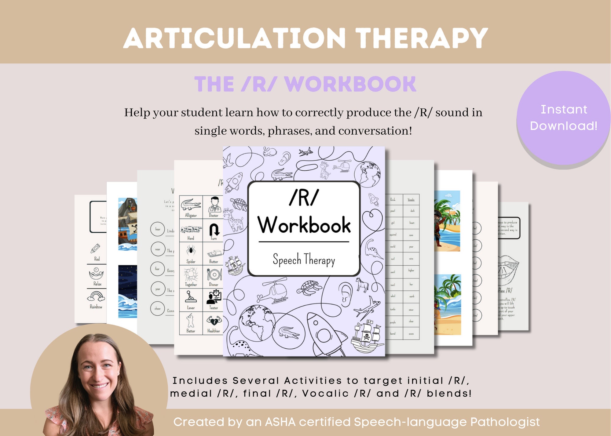 Articulation Workbook for Kids Speech Therapy Materials School SLP ...