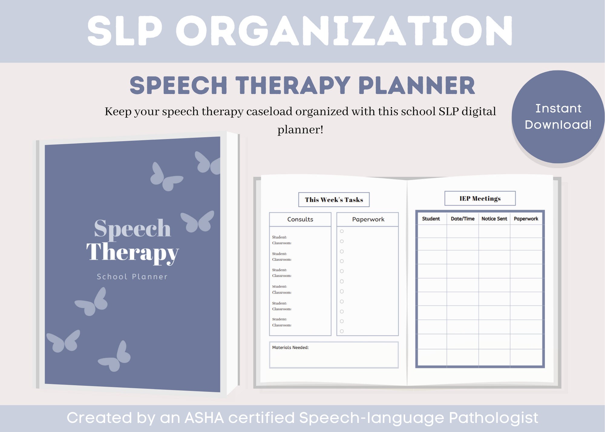 School SLP Planner Speech Therapy Planner Digital Planner SLP Speech