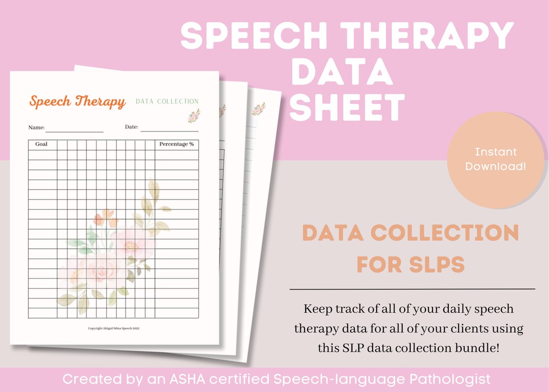 Speech Therapy Data Collection Speech Therapy Notes SLP Digital Data