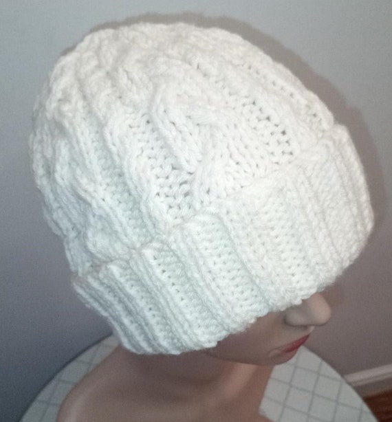 Knitting Pattern Easy Cable Beanie Hat Ladies Mens Unisex