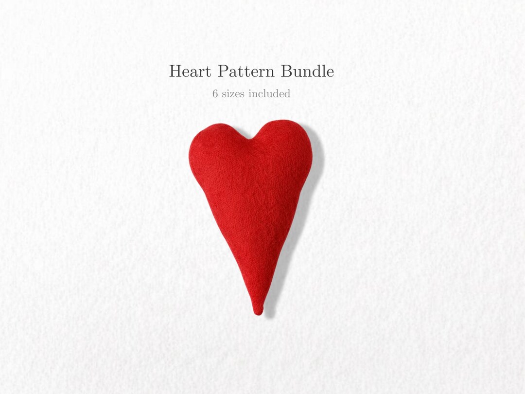 Heart Sewing Pattern Bundle – 3 Heart Patterns, 6 Sizes Included | PDF ...