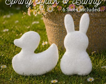 Naaipatroon voor een pluche eendje/konijntje | PDF-patroon in 3 maten | Naaipatroon voor een plat pluche figuurtje | DIY-knuffel voor beginners | Schattig minimalistisch cadeau