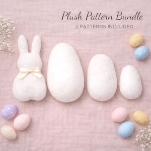 Easter Bunny & Egg Sewing Pattern Bundle, Plush PDF Pattern, Nursery Decor, 4 Sizes, Instant Download