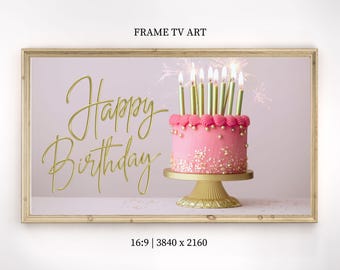 Happy Birthday Frame TV Art Samsung Frame TV Art Birthday Frame TV Art Pink Birthday Frame tv Art Digital Download tv art