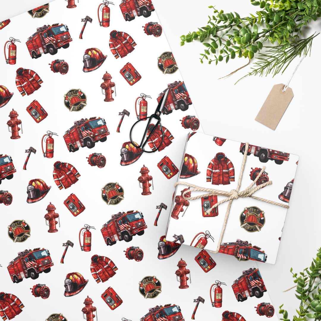 Firefighter Gift Wrapping Paper Roll Fire Department Gift - Etsy