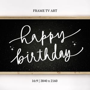 Happy Birthday Frame TV Art Samsung Frame TV Art Birthday Frame TV Art Black Glitter Birthday Frame tv Art Digital Download tv art