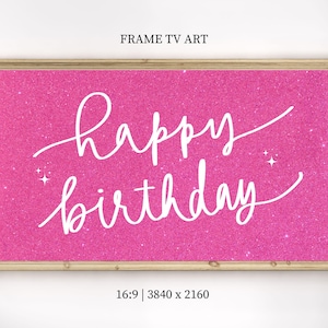 Buon compleanno cornice TV arte Samsung cornice TV arte compleanno cornice TV arte rosa glitter compleanno cornice tv arte digitale Scarica arte tv