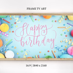 Happy Birthday Frame TV Art Samsung Frame TV Art Birthday Frame TV Art Colorful Birthday Frame tv Art Digital Download Festive tv art