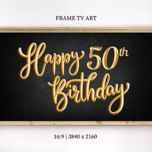 Alles Gute zum 50. Geburtstag Rahmen TV Art Samsung Rahmen TV Art 50 Schwarz Gold Geburtstagsrahmen TV Art Gold Digitaler Download 50